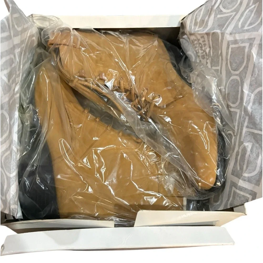 Vintage Dolcis Tan Leather Lace Up Ankle Boots NOS 10M Ogden Box 90s - Picture 12 of 12